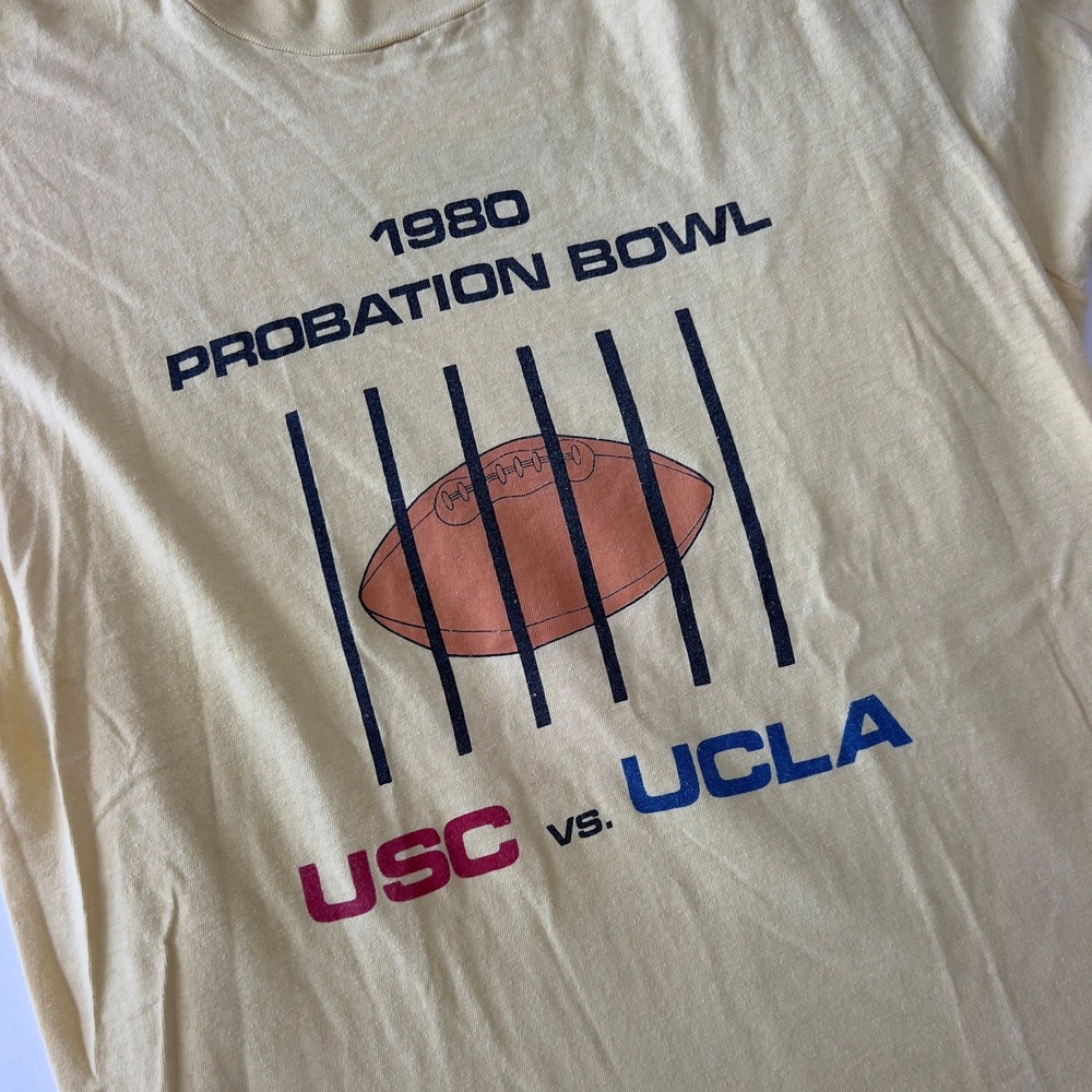 Vintage 1980 Probation Bowl‎ USC vs UCLA T-Shirt Yellow Single Stitch XL - Picture 2 of 6